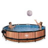 EXIT Wood zwembad ø360x76cm met filterpomp en overkapping en schaduwdoek  - bruin