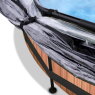 EXIT Wood zwembad ø300x76cm met filterpomp en overkapping en schaduwdoek  - bruin