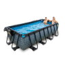 EXIT Stone zwembad 400x200x100cm met filterpomp en overkapping - grijs