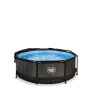 EXIT Black Wood zwembad ø244x76cm met filterpomp en schaduwdoek - zwart