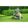 EXIT Aksent zand-, water- en picknicktafel (2 bankjes) met parasol en tuingereedschap