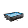 EXIT Black Wood zwembad 220x150x65cm met filterpomp en overkapping - zwart