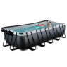 EXIT Black Leather zwembad 540x250x122cm met zandfilterpomp en overkapping en warmtepomp - zwart