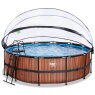 EXIT Wood zwembad ø450x122cm met zandfilterpomp en overkapping - bruin