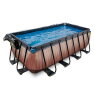 EXIT Wood zwembad 400x200x122cm met zandfilterpomp en overkapping en warmtepomp - bruin
