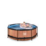 EXIT Wood zwembad ø244x76cm met filterpomp - bruin