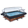 EXIT Wood zwembad 300x200x65cm met filterpomp en overkapping en schaduwdoek - bruin