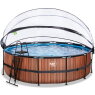 EXIT Wood zwembad ø488x122cm met zandfilterpomp en overkapping - bruin
