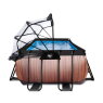 EXIT Wood zwembad 400x200x100cm met zandfilterpomp en overkapping en warmtepomp - bruin
