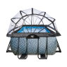 EXIT Stone zwembad 400x200x122cm met zandfilterpomp en overkapping en warmtepomp - grijs