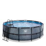 EXIT Stone zwembad ø427x122cm met filterpomp - grijs