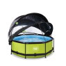 EXIT Lime zwembad ø244x76cm met filterpomp en overkapping en schaduwdoek  - groen