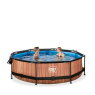 EXIT Wood zwembad ø300x76cm met filterpomp en overkapping - bruin