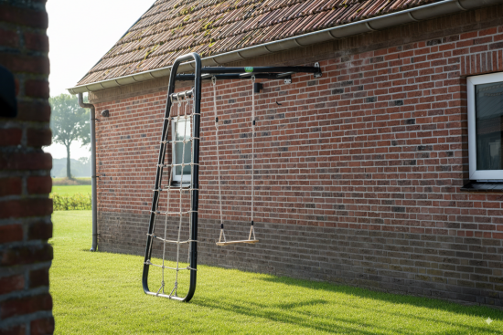 Monkeybar tegen de muur: ruimtebesparend, stoer en multifunctioneel.